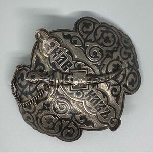 ANTIQUE Russian Silver Niello belt buckle/brooch